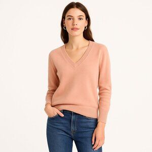 J.Crew 100% Cashmere V-Neck Sweater Blush Pink Soft Knit Women’s Medium